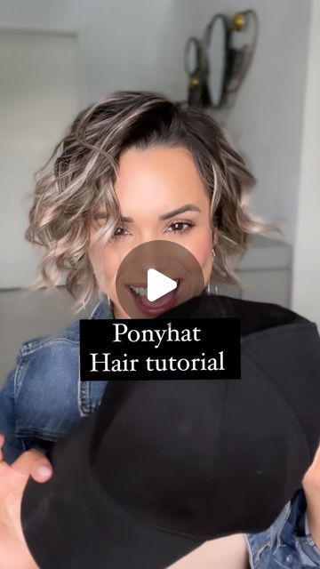 Ekaterina Guerra | Short Hairstyles + Makeup on Instagram: "Tons of requests for this tutorial🤩 How would you wear this style?  #shorthair #bob #bobhaircut #bobhairstyles #shorthairstyle #shorthairideas #shorthairlove #hairtutorial #stepbystep #hairstyleoftheday #hairvideos #peinados #hathair #easyhairstyles" Short Hair And Ball Caps, Short Hairstyles With Hats, Baseball Hat With Short Hair, Short Bob Updo, Hat Hairstyles Short Hair, Short Hair And Hats, Short Hair Hat, Short Curly Updo, Hat With Short Hair