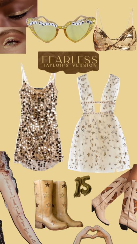 Fearless Taylor Swift, Rave Concert, Eras Tour Taylor Swift, Eras Tour Taylor, Taylor Outfits, Taylor Swift Tour Outfits, Swift Tour, Taylor Swift Fearless, Outfit Layout