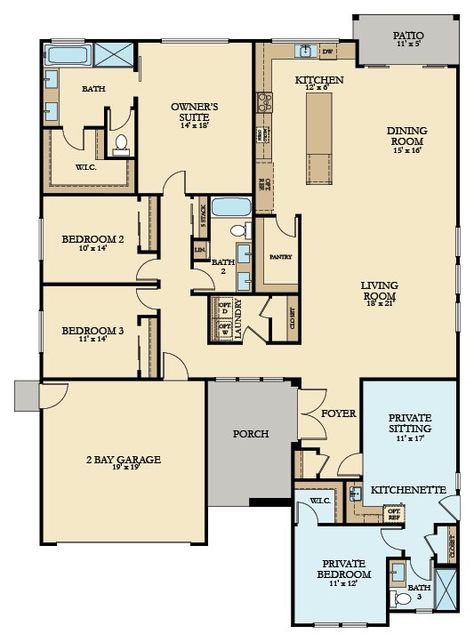 Next Gen Homes, Multigenerational House Plans, Multigenerational House, Granny Pods, Arizona Homes, Double House, Florida House Plans, Duplex Floor Plans, Granny Flats