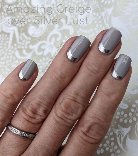 Sandie Stevenson on Instagram: “🤩🤩🤩 the shine on this mani will help you ring in the new year! Beautiful!! Sets used Amazing Greige Silver Lust…” Neutral Mani, Nail Combos, Nail Color Combos, Mixed Mani, Dry Nail Polish, Gray Nails, Ring In The New Year, Street Nails, Get Nails