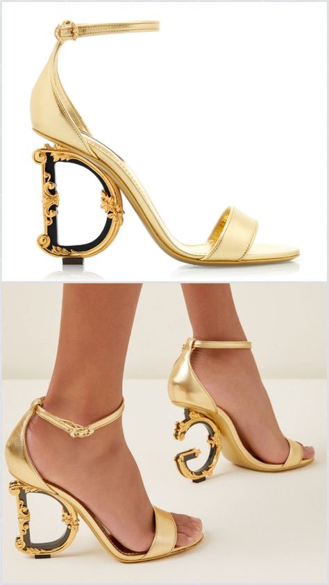 ⭐Dolce & Gabbana Logo-Embellished Leather Heeled Sandals Dolce Gabbana Heels, Gold Slides, Thigh High Boots Heels, Leather Heels Sandals, Boots Heels, Dolce E Gabbana, Fashion Sandals, Thigh High Boots, Heeled Sandals