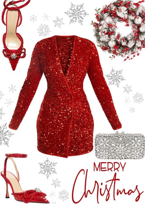 Luxury Red Party Wear Sets, Christmas Stage Outfit, Glamorous Red Christmas Dress, Santacon Outfit, Mickeys Very Merry Christmas Party 2022 Outfits, Merry Christmas Outfit, Dynasty Fallon, Red Christmas Dress Women 2022, Coktail Dress