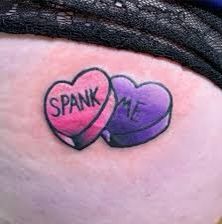 Brat Tattoos For Women, Brats Tattoo, Me Tattoo Ideas, Casino Tattoo, Me Tattoo, Weird Tattoos, Tattoo Designs For Girls, Candy Hearts, Hip Tattoo