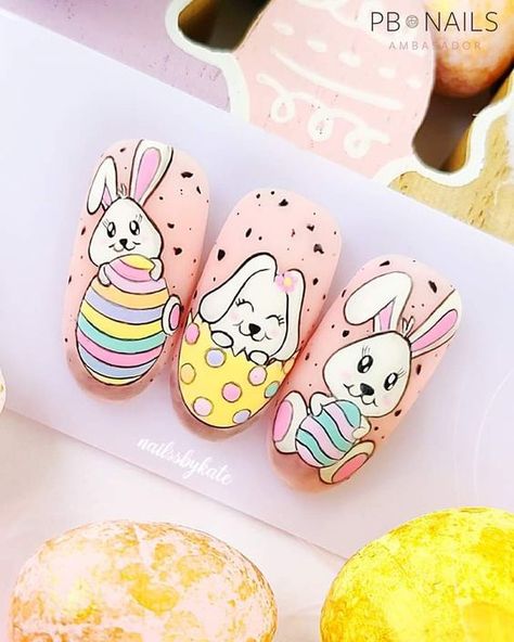 55+ Easter Nails To Look Stunning For The 2023 Spring SeasonCute DIY Projects | Page 2 Easter Nail Art Tutorial, Easter Bunny Nails, Nail Art Easter, Easter Nail Art Ideas, Nail Art Gel Nails, Gel Nails Art, Art Gel Nails, Easter Nails Easy, Animal Nail Designs