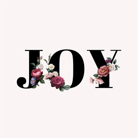 Floral joy word typography on a beige background | free image by rawpixel.com / manotang Balance Word, Joy Word Art, Sista Quotes, Beige Banner, Word Art Fonts, 2023 Mindset, Word Typography, Vintage Typeface, Joy Letters