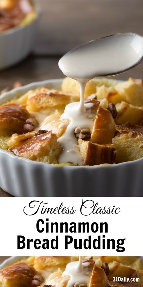 Timeless Classic: Cinnamon Brioche Bread Pudding | 31Daily.com Cinnamon Brioche, Cinnamon Food, Bread Brioche, Cinnamon Bread Pudding, Brioche Bread Pudding, Pudding Bread, Puding Roti, Bread Puddings, Saffron Threads