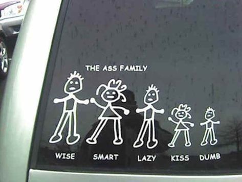 funny bumper stickers Silly Stickers, Family Car Stickers, Funny Stick Figures, Stickers For Car, Stick Family, Stick Figure Family, Family Decals, Family Stickers, Funny Bumper Stickers