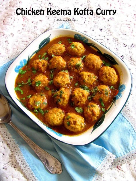 Chicken Keema Kofta Curry (Chicken Meat Ball Curry with Indian Spices) – Delicious Addiction Chicken Meat Ball, Chicken Keema Recipe, Punjabi Dishes, Kofta Curry Recipe, Keema Recipe, Chicken Keema, Keema Recipes, Pakistani Dishes, Kofta Curry