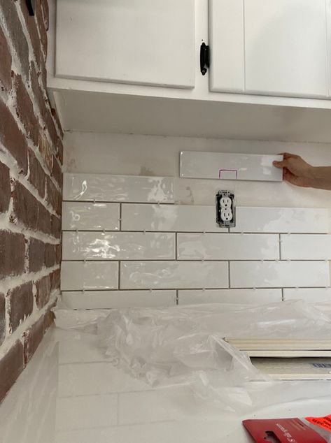 DIY Kitchen Backsplash, How-To Tile on Your Own! | Abbbclarkhomeee Diy Affordable Backsplash, How To Lay Backsplash Tile, Diy Tile Kitchen Backsplash, How To Tile A Backsplash, Diy Subway Tile Backsplash, How To Do Kitchen Backsplash, How To Tile Backsplash Kitchen, Tiling Backsplash Kitchen Diy, How To Lay Subway Tile Backsplash