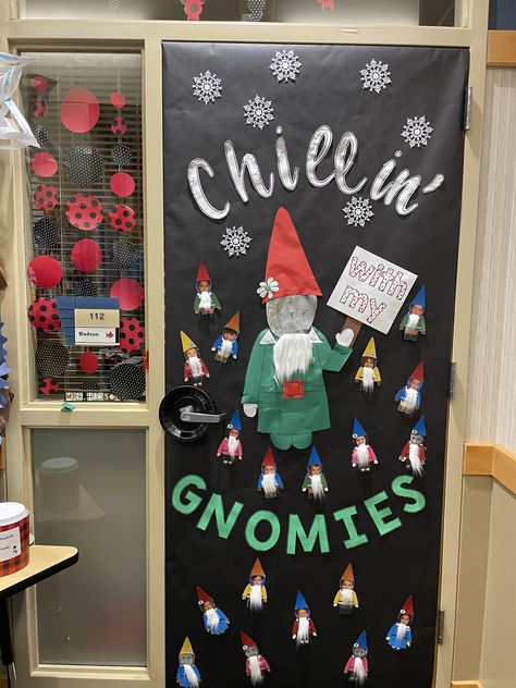 Chillin With My Gnomies Classroom Door, Door Decorations Classroom Christmas, School Hallway, Gnome Door, School Hallways, Classroom Christmas, Teacher Doors, Door Decorating, Door Decorations Classroom