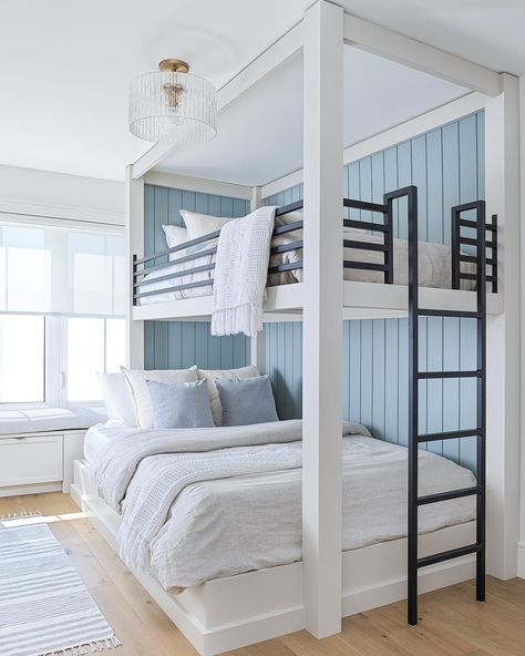 Maximizing space without compromising on design—these custom bunk beds are the perfect solution for a stylish, shared room & make every bedtime a dream come true. Book your custom cabinetry consultation today! 🌙 ✧ (519)-415-5555 ✧ info@insidestyles.ca ✧ 685 Riddell Rd, Unit 104, Orangeville ✧ Mon-Fri: 8am-5pm, Sat: 11am-3pm #CustomFurnitureDesign #FurnitureDesign #QualityCraftsmanship #CustomCabinetry #Designerfurniture #HomeFurnitureIdeas #TailoredFurniture #InsideStyles #Orangeville #Bunk... Bunk Rooms For Adults, Coastal Bunk Room, Teen Bunk Beds, Bunk Bed Rooms, Custom Bunk Beds, Shared Girls Room, Bedroom Coastal, Built In Bed, Bunk Rooms