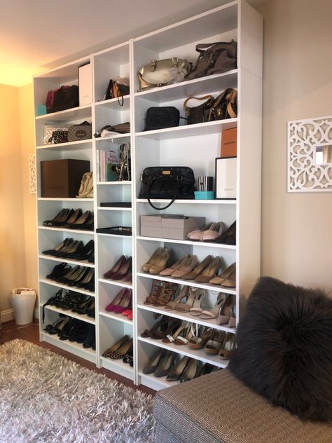 Shoe And Bag Rack Ideas For Bedroom, Master Closet Purse Display, Shoe And Purse Shelves, Shoe And Purse Display Bedroom, Shoe Rack Ideas Bedroom, Master Closet Shoe Shelf, Shoe Rack Ideas, 12” Purse Storage, Shoe Rack Bedroom