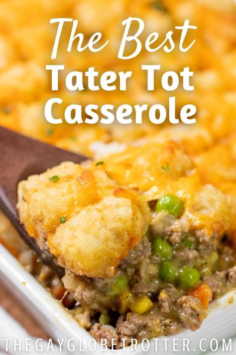 Vegan Tater Tot Casserole, Best Tater Tot Casserole, Hamburger Casseroles, Cowboy Casserole Recipe, Easy Tater Tot Casserole, Tater Tot Hotdish, Tater Tot Casserole Recipe, Casseroles Recipes, Cowboy Casserole