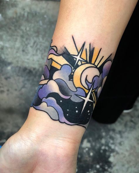 Coverup Ideas, Bewitched Tattoo Ideas, Bold Tattoo Cover Up, Girly Full Leg Tattoo, Cover Up Sleeve, American Traditional Rainbow Tattoo, Color And Black Tattoo, Old School Cover Up Tattoo, Cute Cover Up Tattoos