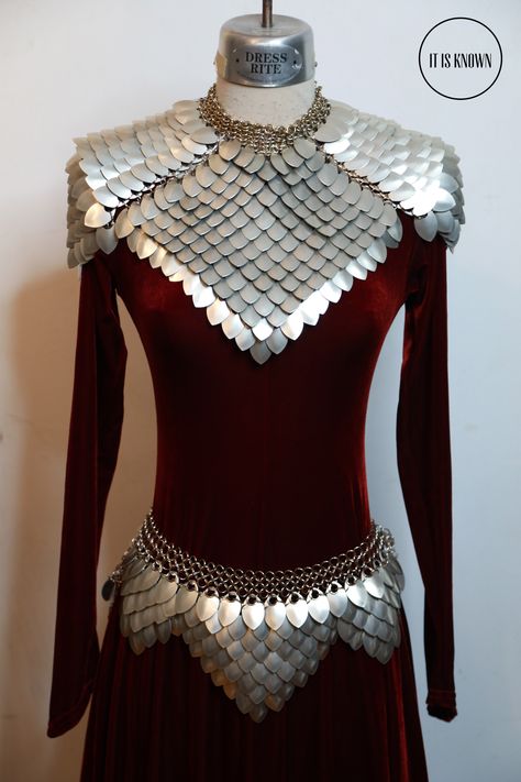 Possible look 1 Scalemail Armor, Chainmail Clothing, Scale Maille, Mail Dress, Chest Armor, Dress Paris, Scale Mail, Chain Maille, Birthday Dress