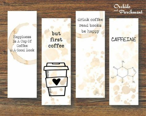 Bookmark Ideas Handmade, Bookmarks Coffee, Tag Cards, Handmade Bookmarks Diy, Penanda Buku, Diy Crafts Bookmarks, Crochet Bookmark, Bookmark Card, Card Making Ideas