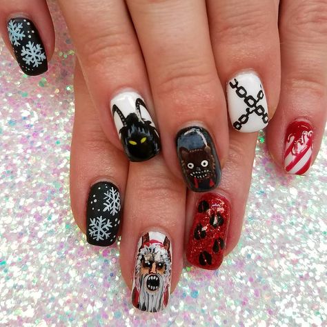 Krampus Nails, Blood Nails, Monster Nails, Xmas Nail Art, Hair And Nail Salon, Hello Nails, Nail Art Designs Summer, Mountain Peak, Nail Games