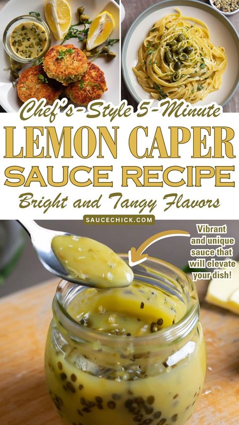 Lemon Caper Sauce recipe Carrabbas Lemon Butter Sauce, Lemon Dill Caper Sauce, Creamy Lemon Caper Sauce, Linguine Recipes Easy, Capers Sauce, Lemon Caper Butter Sauce, Caper Butter Sauce, Lemon Herb Sauce, Lemon Dinner