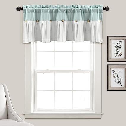 Amazon.com: Lush Decor Linen Button Farmhouse Valance, 18"L x 52"W, Blue & White : Home & Kitchen Farmhouse Valance, Farmhouse Windows, Kitchen Valances, Lush Decor, Valance Window Treatments, Curtain Valance, Window Valance, Valances, Farmhouse Style House