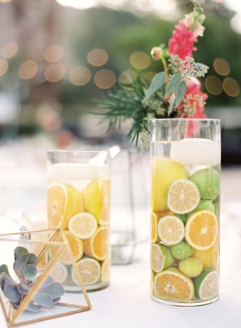 Cylinder Vase Centerpieces, Bridal Brunch Favors, Lemon Themed Wedding, California Desert Wedding, Lemon Wedding Cakes, Pastel Invitation, Lemon Invitations, Lemon Centerpieces, Fruit Wedding Cake