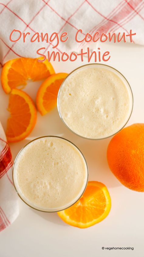 Orange Coconut Smoothie (Creamy and Dairy Free) Coconut Milk Smoothie Recipes, Coconut Milk Drink, Free Smoothie Recipes, Coconut Milk Smoothie, Fruit Smoothie Recipes Healthy, Orange Smoothie, Smoothie Recipes Healthy Breakfast, Milk Smoothie, Dessert Smoothie