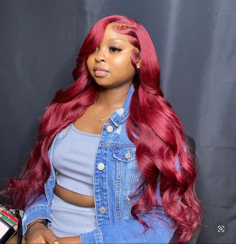 Frontal Wig Hairstyles, Hd Lace Frontal, Frontal Hairstyles, Front Hair Styles, Red Wigs, Burgundy Hair, Dope Hairstyles, Body Wave Wig, Front Lace Wigs Human Hair