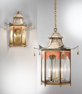 The Pagoda #lanterns, pictured, complement Chinoiserie-styled #wallpaper, fabrics and #furniture Pagoda Lantern, Pagoda Lanterns, Lampe Art Deco, Chinoiserie Style, Chinoiserie Chic, Asian Decor, Wall Lantern, The Ceiling, Lighting Collections