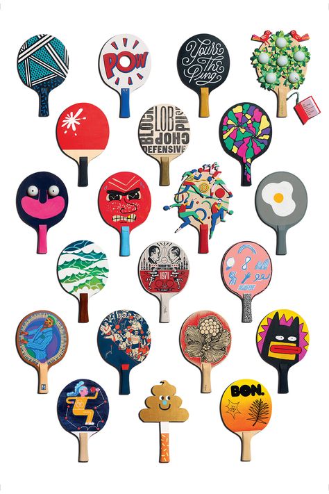 Table Tennis Bats, London Gallery, Master Thesis, Ping Pong Paddles, Table Tennis, Ping Pong, Art Plastique, Pickleball, Colorful Decor