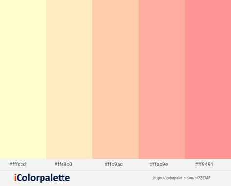 Yellow Color Palette Code, Pastel Yellow Color Palette, Lemon Color Palette, Salmon Bisque, Color Palets, Designer Grafico, Peach Puff, Yellow Colour Scheme, Lemon Chiffon