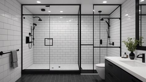 Discover the timeless beauty of a white tile with black grout bathroom. Create a classic and stylish design that never goes out of style. White Tile With Charcoal Grout, Black Grout White Tile Bathroom, White Tile And Black Grout, White Tile With Black Grout, White Subway Tile Black Grout, White Tile Black Grout, Black Grout Bathroom, Tile With Black Grout, White Tiles Black Grout