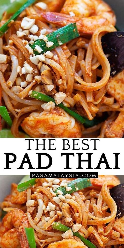 Thai Food Pad Thai, Shrimp Pad Thai Recipe Healthy, Pad Thai Noodles Easy, Brown Rice Pad Thai Noodle Recipes, Pad Thai Recipe No Peanut, Traditional Pad Thai Recipe, Pod Thai Recipes, Traditional Pad Thai, Authentic Pad Thai Recipe Thailand