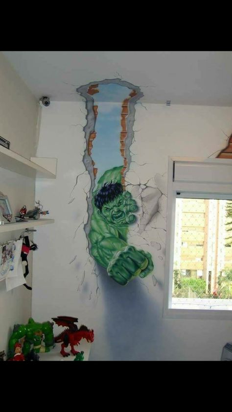 Marvel Bedroom, Avengers Room, Kids Room Wall Murals, Marvel Room, Superhero Bedroom, Superhero Room, Kids Room Paint, Boy Bedroom Design, Murals For Kids