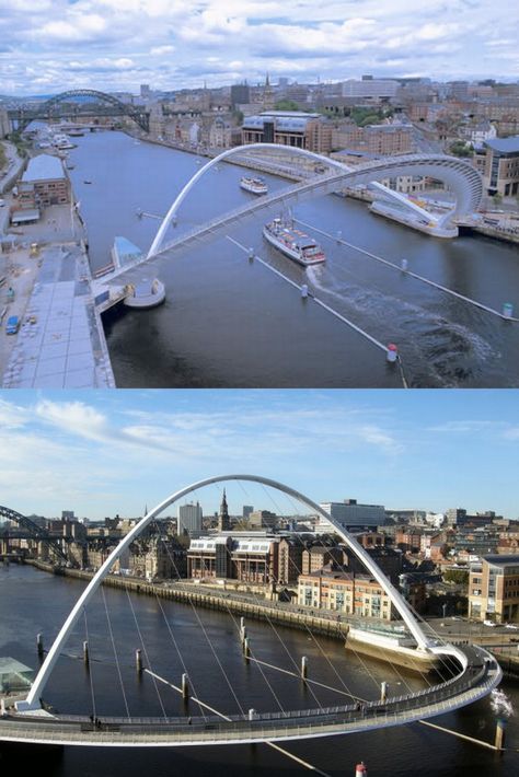 Gateshead Millennium Bridge, UK Gateshead Millennium Bridge, Millenium Bridge, Bridges Architecture, Millennium Bridge, Bridge Over Troubled Water, Bridge Photography, Burning Bridges, Tyne And Wear, Western Culture