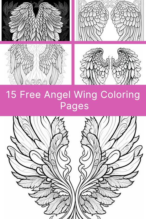 If you're looking for a beautiful angel wings coloring page, we've got you covered! Here are 15 different printable pages for you to do some angel wing coloring :) Angel Stencil Templates, Printable Angel Wings Templates, Angel Wing Patterns Free Printable, Free Angel Printables, Angel Wings Template Free Printable, How To Draw Angel Wings, Angel Wing Stencil, Angel Wings Printable, Angel Wings Stencil