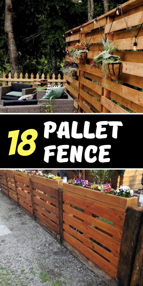 Transform your backyard with our innovative pallet fence ideas for 2024. From privacy screens that shield your patio from prying eyes to decorative garden barriers and secure enclosures for pets, these wooden designs are both practical and aesthetically pleasing. Learn how to construct tall, painted fences, gates, and doors that are easy to make and can significantly enhance the look of your outdoor space. Whether you`re seeking a temporary or permanent solution, find inspiration for your next p Diy Fence With Pallets, Diy Tall Fence Ideas Cheap, Fence Made Out Of Pallets Diy, Palet Fences Ideas, Decorating Privacy Fence, Backyard Privacy Fence Ideas On A Budget, Privacy Fence With Pallets, Diy Pallet Privacy Screen, Cheap Privacy Fence Alternatives