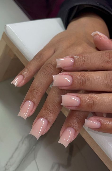 Nail Designs For Nurses, Natural Square Acrylic Nails, L Acrylic Nails, Nurse Nails Acrylic, Nail Inspo Square Medium, Beige French Tip Nails, Plain Nude Nails, Medium Square Nails Designs, Square Gel X Nails