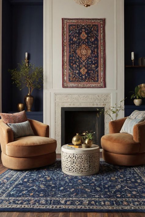 Moroccan rug, modern living room, interior design, home decor, space planning, bedroom design, kitchen design Moroccan Inspired Living Room, Persian Carpet Living Room, Blue Rugs Living Room, Moroccan Rug Living Room, Light Oak Floors, Moody Living Room, Best Color Schemes, Moroccan Living Room, Modern Living Room Decor