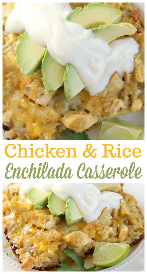 Chicken Enchilada Rice Casserole, Enchilada Rice Casserole, Chicken Enchilada Rice, Casserole Enchilada, Enchilada Rice, Green Chicken Enchiladas, Comforting Dinner, Green Chicken, Chicken Enchilada Casserole