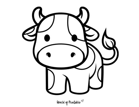 Cow Coloring Pages, Cow Tattoo, Cow Drawing, Cow Colour, Hello Kitty Coloring, Easy Coloring Pages, Baby Cows, Cute Coloring Pages