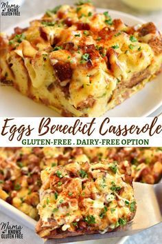 Gluten Free Eggs Benedict, Easy Overnight Breakfast Casserole, Easy Overnight Breakfast, Dairy Free Breakfast Casserole, Burrito Vegan, Benedict Casserole, Eggs Benedict Casserole, Recipe For Hollandaise Sauce, Egg Benedict