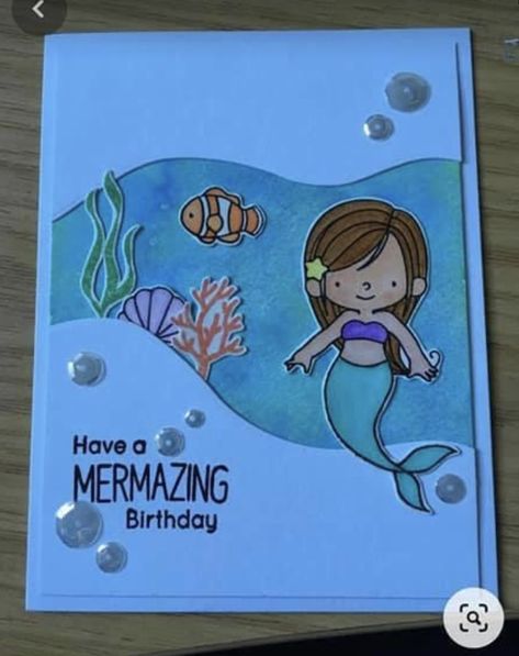 Handmade Mermaid Cards, Mermaid Birthday Card Diy, Mermaid Cards Ideas, Mermaid Cards Handmade, Princess Cards, Mermaid Birthday Card, Mermaid Cards, Princess Card, Magical Mermaid