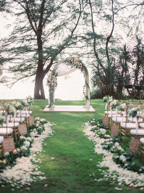 The Most Romantic Thailand-Set Wedding You'll Ever See: A modern, minimalist, greenery-filled wedding set on Phuket Island, Thailand with light blue bridesmaids dresses and dreamy design moments. Light Blue Bridesmaid Dresses, Light Blue Bridesmaid, Phuket Wedding, Thailand Wedding, Wedding Set Up, Outdoor Wedding Decorations, Fun Wedding Photography, Wedding Aisle, Blue Bridesmaids