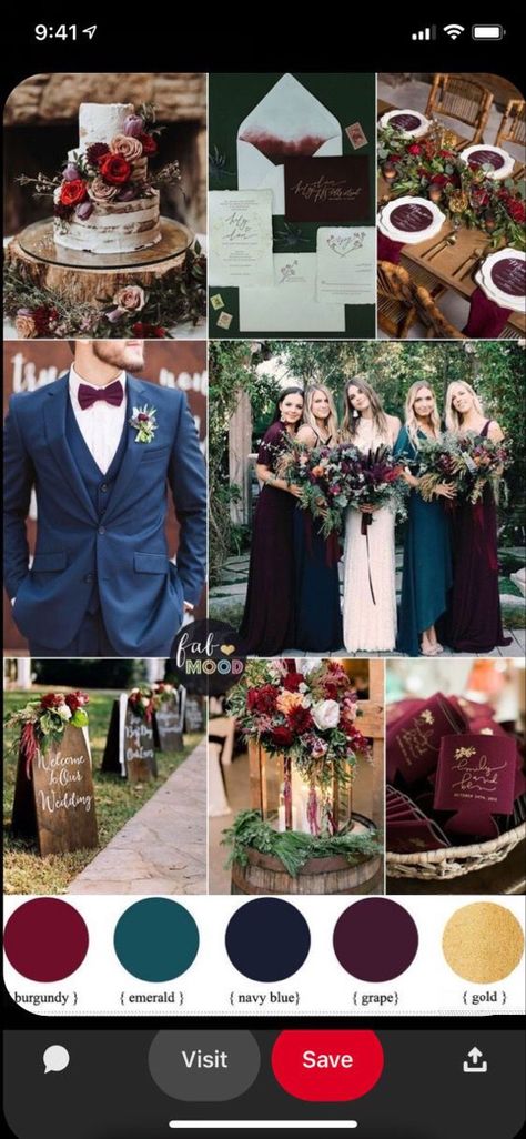 Burgundy, dark teal, navy blue, plum, and gold Color Scheme Wedding, Plum Wedding Colors, Teal Wedding Theme, Dark Teal Weddings, Dark Red Wedding, Teal Blue Weddings, Gold And Burgundy Wedding, Navy And Burgundy Wedding, Wedding Motif