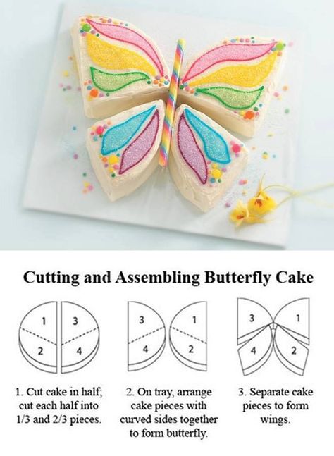 Easy butterfly cake! Im thinking little girls birthday party More Tårta Design, Torte Creative, Butterfly Birthday Cakes, Cake Simple, Torte Cupcake, Butterfly Cake, Easy Birthday, Butterfly Cakes, Butterfly Party