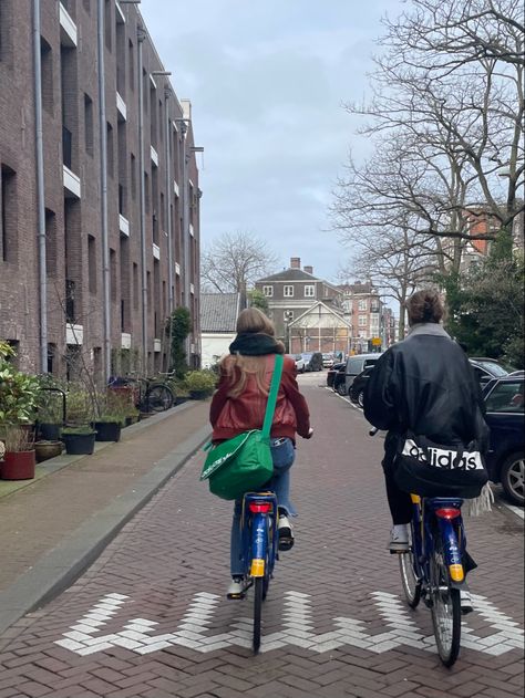 Biking Around The Neighborhood, Amsterdam University College, Amsterdam Biking Aesthetic, Dutch Lifestyle Aesthetic, Dutch Bike Aesthetic, City Biking Aesthetic, Biking In Amsterdam, Amsterdam Bike Aesthetic, Amsterdam Aesthetic Vintage