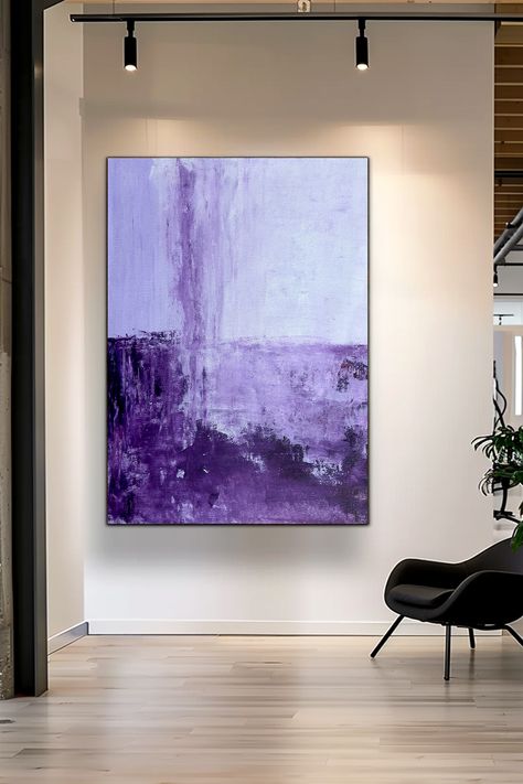 Original handmade purple abstract painting with textured brushstrokes in lavender and deep violet tones on canvas Purple Abstract Painting, Purple Abstract Art, Shades Of Lavender, Purple Abstract, Minimalist Decor, Abstract Wall, Decor Art, Art Original, Abstract Wall Art