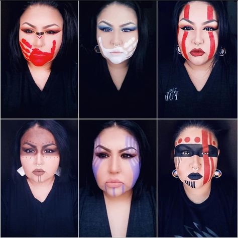 Quilapiza Sorimpt on Instagram: “Some looks I did over time. So I was asked why the makeup? What is the statement. When I go out with warpaint on I am noticed. When someone…” Native American Makeup, Native American Face Paint, Native American Drawing, American Makeup, Native American Actors, Native American Quotes, Native American Heritage, Native American History, Native American Culture