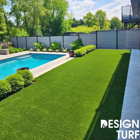 No more grassy toes or muddy feet!  If you’re looking for a clean and green option for your poolside…we’ve got the solution!   It’s the perfect time to upgrade your yard for the summer. We can have it done in as little as one day!   Call: 416-546-6490 Email: info@designturf.ca        #turf #artificialturf #artificialgrass #grass #syntheticgrass #green #lowmaintenance #fakegrass #nomowing #inspiration #petfriendly #nomoremud #outdoorliving #lowmaintenance #homegoals  #curbappeal #poolside #callfo Grass Next To Pool, Artificial Grass Backyard Pool, Artificial Grass Around Pool, Grass Around Pool, Artificial Grass Backyard, Turf Backyard, Hart House, Purple Living Room, House Pool