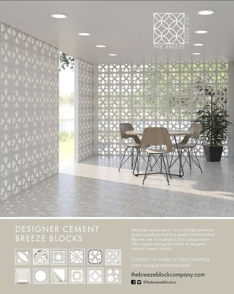 Breeze Block Wall Privacy Screens, Breeze Blocks Ideas, Pagar Modern, Balcon Mic, Breeze Block Wall, Kolam Koi, Breeze Blocks, Courtyard Design, Modern Backyard