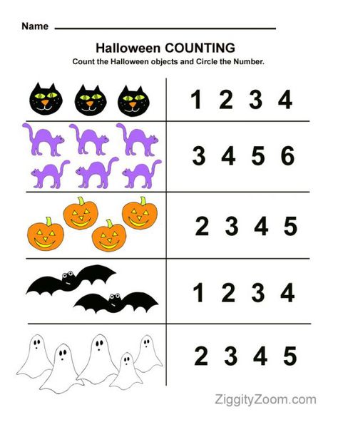 Halloween Worksheets Preschool, Halloween Worksheets Free, Pre K Math Worksheets, Halloween Math Worksheets, Halloween Counting, Halloween Kindergarten, Halloween Worksheets, Preschool Math Worksheets, Worksheet For Kids